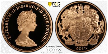 2013 £5 S-L29 Second Portrait Au PR69DCAM