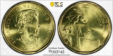 2016 $1 Women's Right to Vote MS67