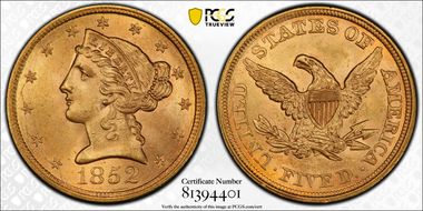 1852 $5 MS63