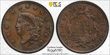 1832 1C Large Letters MS64BN