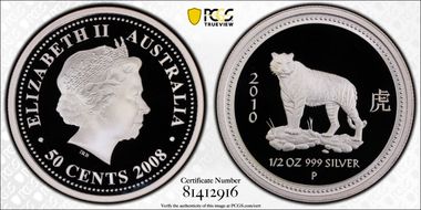 2008-P 50C Year of the Tiger 2010 1/2oz Ag PR69DCAM