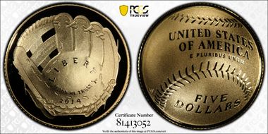 2014-W $5 Baseball Hall of Fame PR70DCAM