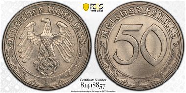 1938-D 50 Pfg J-365 MS64