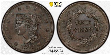 1842 1C Large Date MS65BN