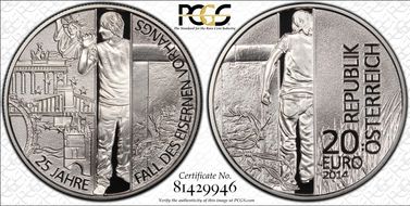 2014 € 20 Fall of the Iron Curtain PR70DCAM