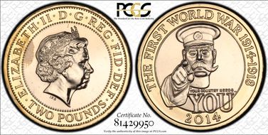 2014 £2 S-K34 WWI MS64