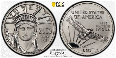 2000 $10 Statue of Liberty MS70