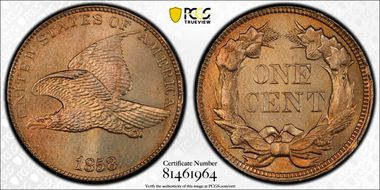 1858 1C Large Letters MS66