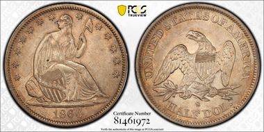 1866-S 50C No Motto MS63