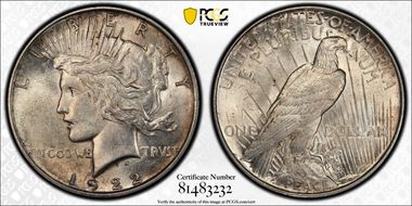1922 $1 VAM 1E Gouge in Rays MS61