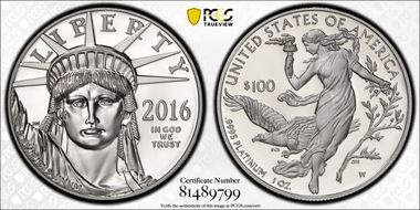 2016-W $100 Statue of Liberty First Strike PR69DCAM