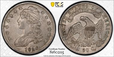 1836 50C O-104a AU58