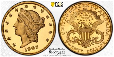 1907 $20 Liberty PR66CAM