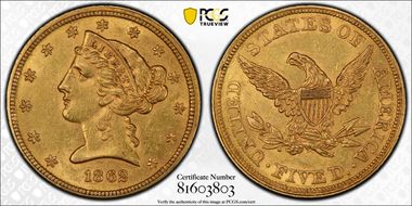 1862 $5 MS61