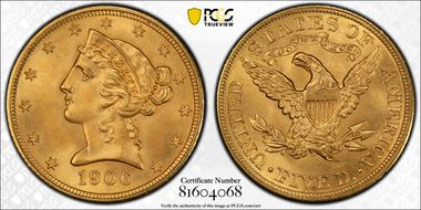 1906 $5 MS67