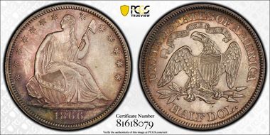 1866 50C Motto MS66+