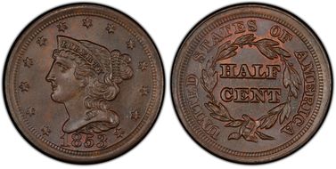 1853 1/2C MS66BN