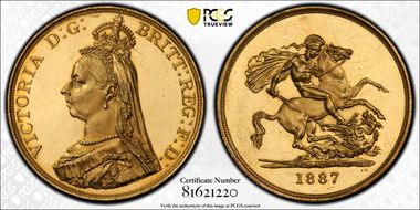 1887 £5 S-3864 MS64