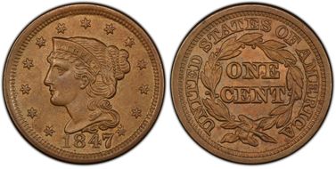 1847/47 1C Large/Small 47 MS63BN