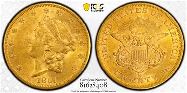 1861-S $20 MS61