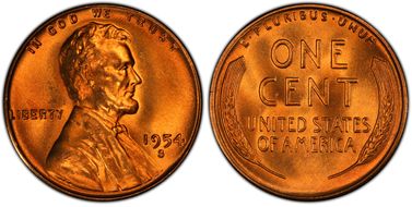 1954-S 1C MS67+ RD