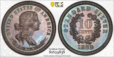 1869 10C J-708 PR65