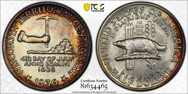 1936 50C Wisconsin MS68