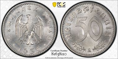 1935-A 50 Pfg J-368 MS67