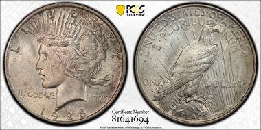 1923 $1 VAM 8 Doubled TRVST MS63
