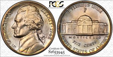 1942-P 5C Silver MS67FS