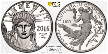 2016-W $100 Statue of Liberty First Strike PR69DCAM