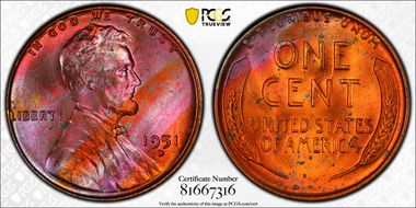 1951-D 1C MS65RB