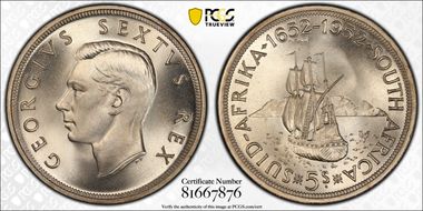 1952 5 Shil 300th Ann Founding of Capetown PL68