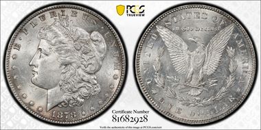 1878 7/8TF $1 Strong AU58