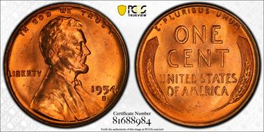 1954-S 1C MS66RD