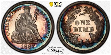 1867 10C PR66DCAM