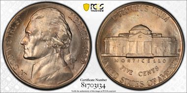 1939-S 5C Reverse of 1938 MS66