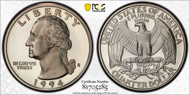 1994-S 25C PR70DCAM
