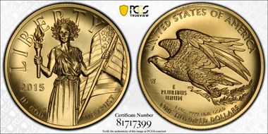 2015-W $100 High Relief .9999 Fine Liberty Label MS70