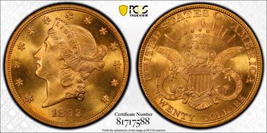 1892 $20 MS64+