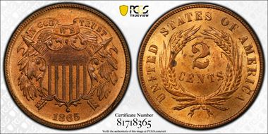 1865 2C Fancy 5 MS64RB