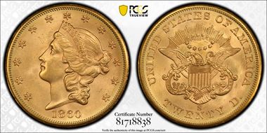 1860-S $20 MS64