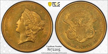 1850-O $20 AU58+