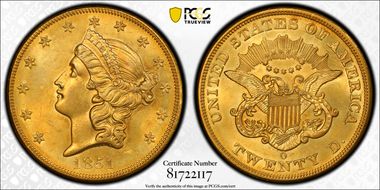 1851-O $20 MS62