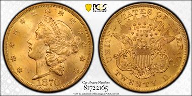 1870 $20 MS63+