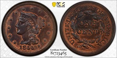 1844 1C Newcomb 4 MS63RB