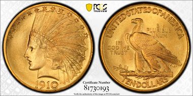 1910 $10 MS66+