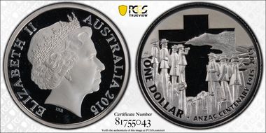 2015-C $1 Anzac Centenary Silver PR67DCAM