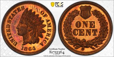 1864 1C L On Ribbon PR65RB