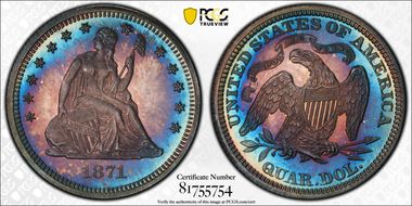 1871 25C PR67CAM